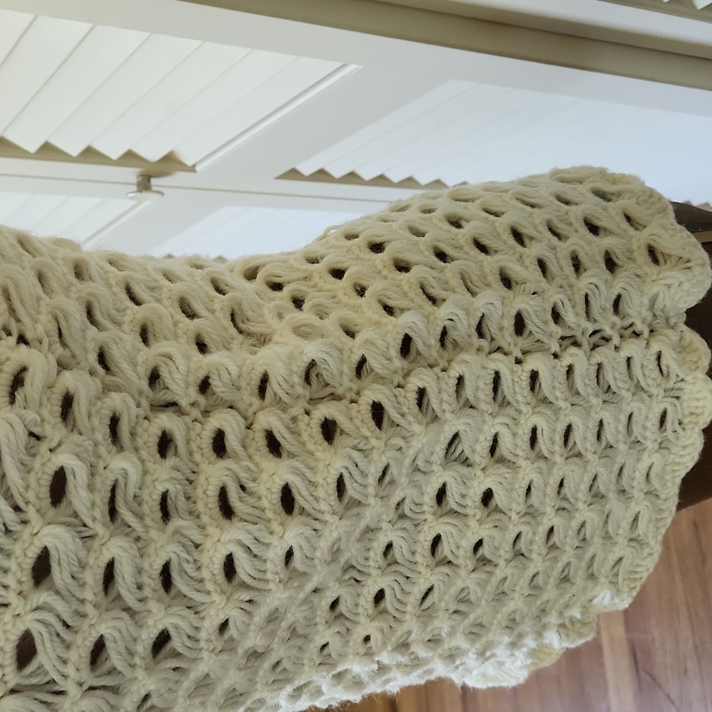 Handmade Crochet Knit Tank Cream Colored Yarn - Picture 3 of 7